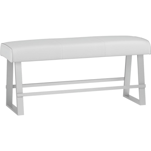 Gwen Counter Dining Bench in White Air Leatherette & Stainless